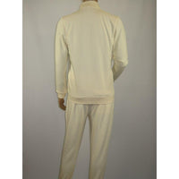 Men's Monte Carlo Turkey Jogging Suit 2pc Jump Set Stretchable 95061 Ivory Wine - J.Valintin Men's Wear Legend - 95061 - Ivory Wine - M