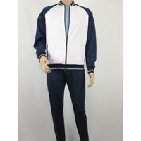 Men's Monte Carlo Turkey Jogging Suit 2pc Jump Set Stretchable 95192 Blue White - J.Valintin Men's Wear Legend - 95192 - Blue White - M