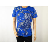 Mens PLATINI Sports Shirt With Rhine Stones Lion Chain STT8025 Royal Blue - J.Valintin Men's Wear Legend - 92055