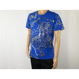 Mens PLATINI Sports Shirt With Rhine Stones Lion Chain STT8025 Royal Blue - J.Valintin Men's Wear Legend - 92055