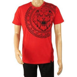 Mens PLATINI Sports Shirt With Rhine Stones Lion Medallion Chain SS3612 Red - J.Valintin Men's Wear Legend - 92005