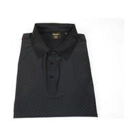 Men's Polo Shirt By Moderno Checker Satin Short Sleeves MJP - 106 Black - J.Valintin Men's Wear Legend - MJP - 106 Black - M