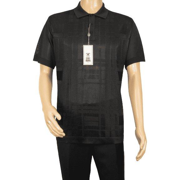 Mens Polo Shirt Slinky Sheer Short Sleeves Soft Touch Stacy Adams 57006 Black - J.Valintin Men's Wear Legend - 100046