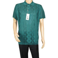 Mens Polo Shirt Slinky Sheer Short Sleeves Soft Touch Stacy Adams 57007 Emerald - J.Valintin Men's Wear Legend - 100051