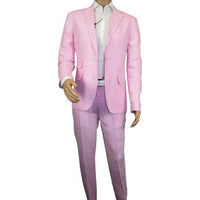 Mens Premium 100% Linen Cocktail Suit by INSERCH Breathable and cool SU880 Pink - J.Valintin Men's Wear Legend - 100661