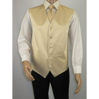 Men's Q Brand Formal Tuxedo Vest Tie and Hankie Satin #10 Beige 4X - J.Valintin Men's Wear Legend - 6576