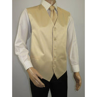 Men's Q Brand Formal Tuxedo Vest Tie and Hankie Satin #10 Beige 4X - J.Valintin Men's Wear Legend - 6576