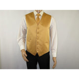 Men's Q Brand Formal Tuxedo Vest Tie and Hankie Satin #10 plain Gold - J.Valintin Men's Wear Legend - 6585