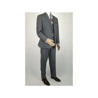 Mens Renoir 3 Piece Vested Suit Glen Plaid Notch Lapel Business 278 - 1 Gray New - J.Valintin Men's Wear Legend - 28301