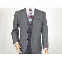 Mens Renoir 3 Piece Vested Suit Glen Plaid Notch Lapel Business 278 - 1 Gray New - J.Valintin Men's Wear Legend - 28301