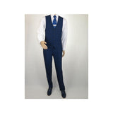 Mens Renoir 3 Piece Vested Suit Glenn Plaid Notch Lapel Business 278 - 2 Navy Blue - J.Valintin Men's Wear Legend - 21737