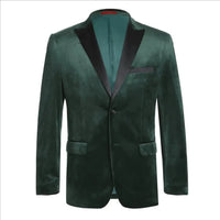 Men's Renoir Velvet Tuxedo Blazer Jacket Satin Peak Lapel Slim Fit 290 - 9 Green - J.Valintin Men's Wear Legend - 290 - 9 Green - 38R