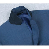 Men's Renoir Wool Blend Slim Fit 2pc Suit Sharkskin Texture 557 - 1 Blue - J.Valintin Men's Wear Legend - 557 - 1 - Blue - 36S