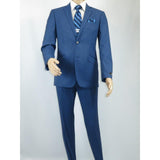 Men's Renoir Wool Blend Slim Fit 2pc Suit Sharkskin Texture 557 - 1 Blue - J.Valintin Men's Wear Legend - 557 - 1 - Blue - 36S