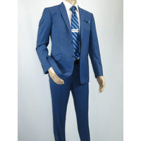 Men's Renoir Wool Blend Slim Fit 2pc Suit Sharkskin Texture 557 - 1 Blue - J.Valintin Men's Wear Legend - 557 - 1 - Blue - 36S