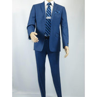 Men's Renoir Wool Blend Slim Fit 2pc Suit Sharkskin Texture 557 - 1 Blue - J.Valintin Men's Wear Legend - 557 - 1 - Blue - 36S