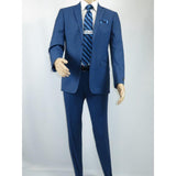 Men's Renoir Wool Blend Slim Fit 2pc Suit Sharkskin Texture 557 - 1 Blue - J.Valintin Men's Wear Legend - 557 - 1 - Blue - 36S