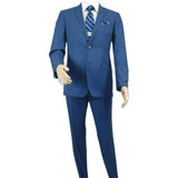 Men's Renoir Wool Blend Slim Fit 2pc Suit Sharkskin Texture 557 - 1 Blue - J.Valintin Men's Wear Legend - 557 - 1 - Blue - 36S