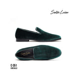 Mens Santino Luciano Shoes Soft Velvet Slip on Loafer Formal C351 Emerald Green - J.Valintin Men's Wear Legend - 98997