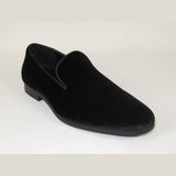 Mens Santino Luciano Shoes Soft Velvet Slip on Loafer Formal Wedding C351 Black - J.Valintin Men's Wear Legend - C351 - Black - 14M