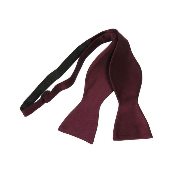 Men's Self Bow Tie By Hand J.Valintin Collection Solid Satin #92546 Burgundy - J.Valintin Men's Wear Legend - 92546