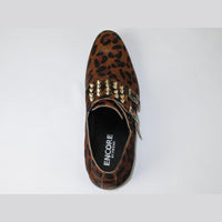 Mens Shoes Fiesso By Aurelio Garcia Pony hair Leopard Double Buckle Fi3142 Brown - J.Valintin Men's Wear Legend - 2437