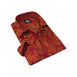 Men's Silky Paisley Floral Shirt By JT Milano AVM Turkey Slim Fit 600 - 28 Rust - J.Valintin Men's Wear Legend - 600 - 28 Rust - M