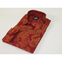 Men's Silky Paisley Floral Shirt By JT Milano AVM Turkey Slim Fit 600 - 28 Rust - J.Valintin Men's Wear Legend - 600 - 28 Rust - M