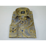 Men's Silky Paisley Floral Shirt By JT Milano AVM Turkey Slim Fit 6001 - 21 Gold - J.Valintin Men's Wear Legend - 6001 - 21 Gold - M