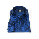 Men's Silky Paisley Floral Shirt By JT Milano AVM Turkey Slim Fit 6002 - 34 Royal Blue - J.Valintin Men's Wear Legend - 6002 - 34 Royal - M