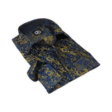 Men's Silky Paisley Floral Shirt By JT Milano AVM Turkey Slim Fit 6006 - 33 Navy - J.Valintin Men's Wear Legend - 6006 - 33 Navy - M