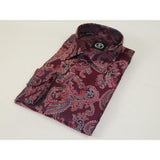 Men's Silky Paisley Floral Shirt By JT Milano AVM Turkey Slim Fit 6008 - 52 Burgundy - J.Valintin Men's Wear Legend - 6008 - 52 Burg - M