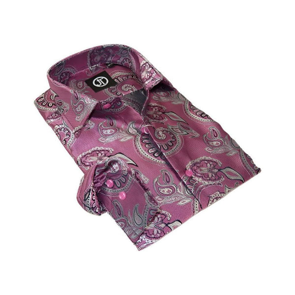 Men's Silky Paisley Floral Shirt By JT Milano AVM Turkey Slim Fit 6010 - 04 Pink - J.Valintin Men's Wear Legend - 6010 - 04 Pink - M