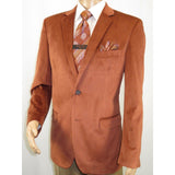 Men's Soft Velvet Sport Coat Jacket by BASSIRI Leonardi J1042 Cognac - J.Valintin Men's Wear Legend - 92630