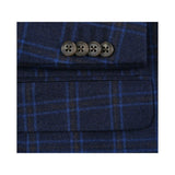 Men's Soft Wool Cashmere Sport Coat English Plaid Window Pane 556 - 11 Navy Renoir - J.Valintin Men's Wear Legend - 92568