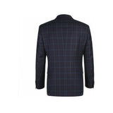 Men's Soft Wool Sport Coat English Plaid Window Pane 556 - 7 Plum Blue Renoir - J.Valintin Men's Wear Legend - 19146