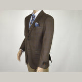 Mens sport Coat APOLLO KING Window Pane 100% Wool super 150's C14 Brown Coffee - J.Valintin Men's Wear Legend - 21808