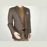 Mens sport Coat APOLLO KING Window Pane 100% Wool super 150's C14 Brown Coffee - J.Valintin Men's Wear Legend - 21808