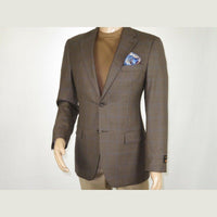 Mens sport Coat APOLLO KING Window Pane 100% Wool super 150's C14 Brown Coffee - J.Valintin Men's Wear Legend - 21808