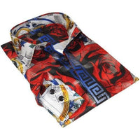 Men's Sports Shirt By Barocco Fashion Printed Long Sleeves Soft Feel EFS78 Multi - J.Valintin Men's Wear Legend - 99438