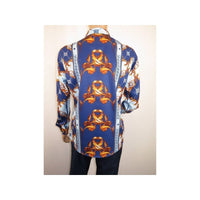 Men's Sports Shirt By Barocco Fashion Printed Long Sleeves Soft Feel ERS401 Blue - J.Valintin Men's Wear Legend - 99442