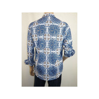 Mens Sports Shirt by DE - NIKO Long Sleeves Fashion Prints Soft Modal DSA114 Blue - J.Valintin Men's Wear Legend - 99389