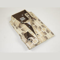 Mens Sports Shirt by DE - NIKO Long Sleeves Fashion Prints Soft Modal NK600 Khaki - J.Valintin Men's Wear Legend - 99407