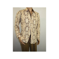 Mens Sports Shirt by DE - NIKO Long Sleeves Fashion Prints Soft Modal NK600 Khaki - J.Valintin Men's Wear Legend - 99407