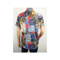 Men's Sports Shirt by MIZUMI Medallion Floral Printed Short Sleeves M647 Blue - J.Valintin Men's Wear Legend - 99154