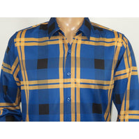 Men's Sports Shirt By Moderno Plaid Fancy Silky Long Sleeves MJLS - 810 Navy Blue - J.Valintin Men's Wear Legend - MJLS - 810 Navy - M