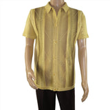 Mens Stacy Adams Italian Style Knit Woven Shirt Short Sleeves 3107 Honey Beige - J.Valintin Men's Wear Legend - 94948