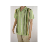 Mens Stacy Adams Italian Style Knit Woven Shirt Short Sleeves 3112 Olive Green - J.Valintin Men's Wear Legend - 94954