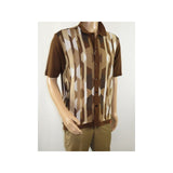 Mens Stacy Adams Italian Style Knit Woven Shirt Short Sleeves 3117 Brick Brown - J.Valintin Men's Wear Legend - 94846