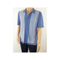 Mens Stacy Adams Italian Style Knit Woven Shirt Short Sleeves 3118 Denim Blue - J.Valintin Men's Wear Legend - 94864